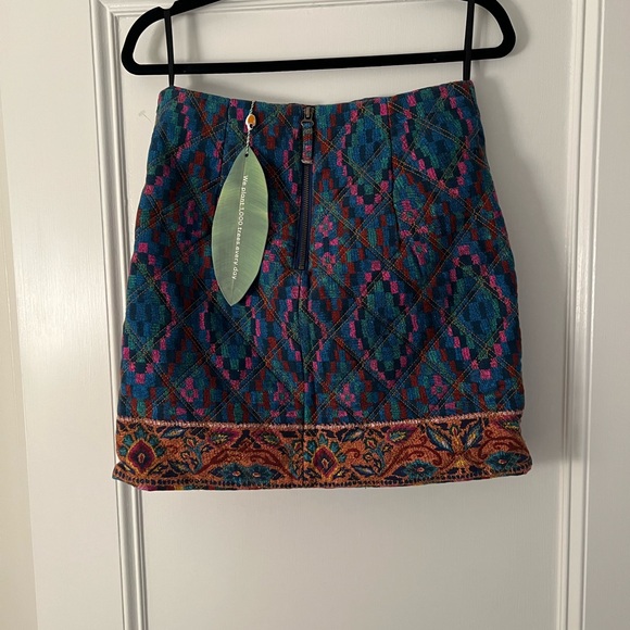 Farm rio BLUE TAPESTRY SCARF MINI SKIRT IN TAPESTRY SCARF BLUE size S - Picture 6 of 8
